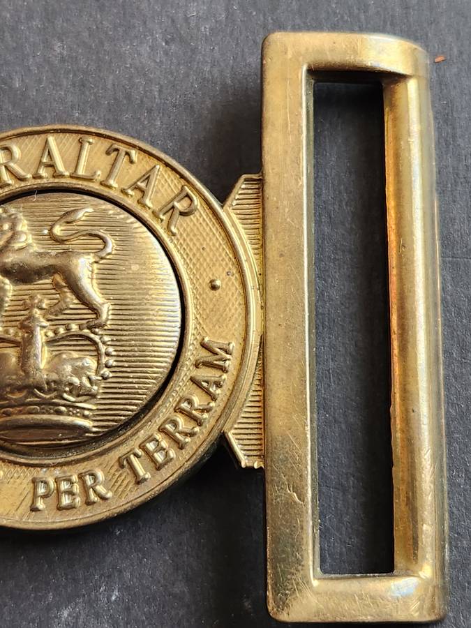 Post WW2 Era UK Britain Gibraltar Massive High Relief Solid Brass Belt Buckle - as per photograph