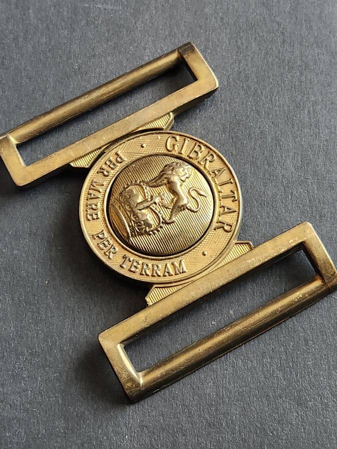 Post WW2 Era UK Britain Gibraltar Massive High Relief Solid Brass Belt Buckle - as per photograph