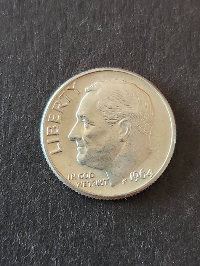USA Roosevelt Dime 1964D Silver (nice condition) - as per photograph