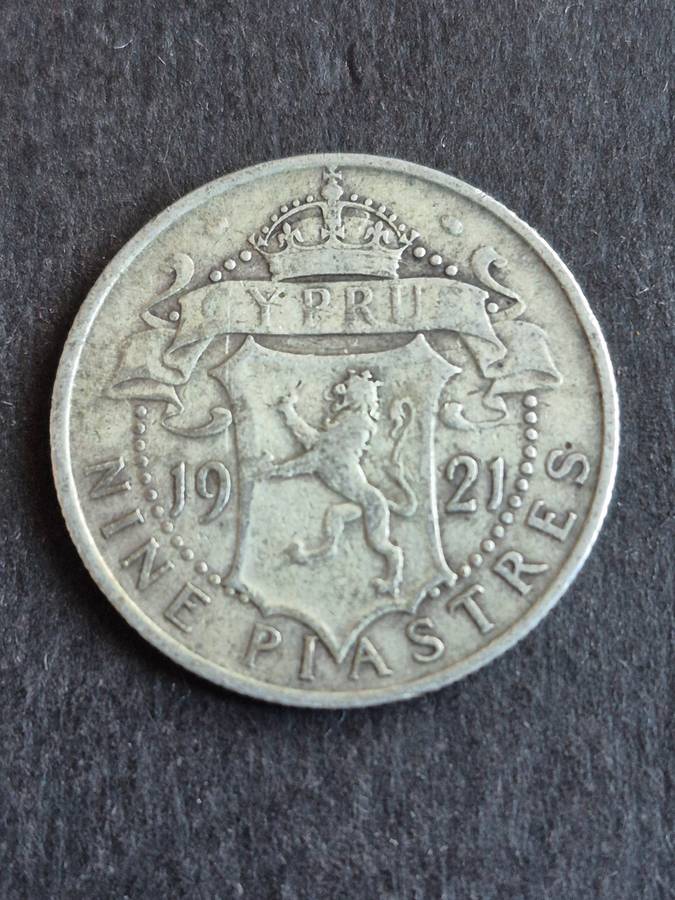 Cyprus 9 Piastres 1921 Silver