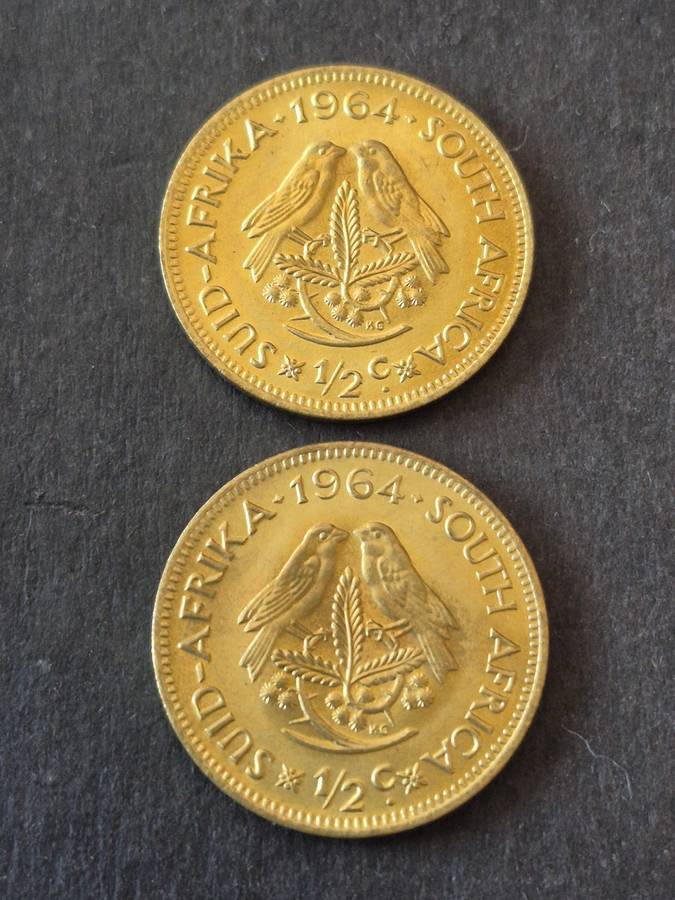 2 x Republic 1/2 Cents 1964 UNC