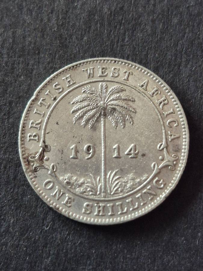 British West Africa One Shilling 1914 Silver