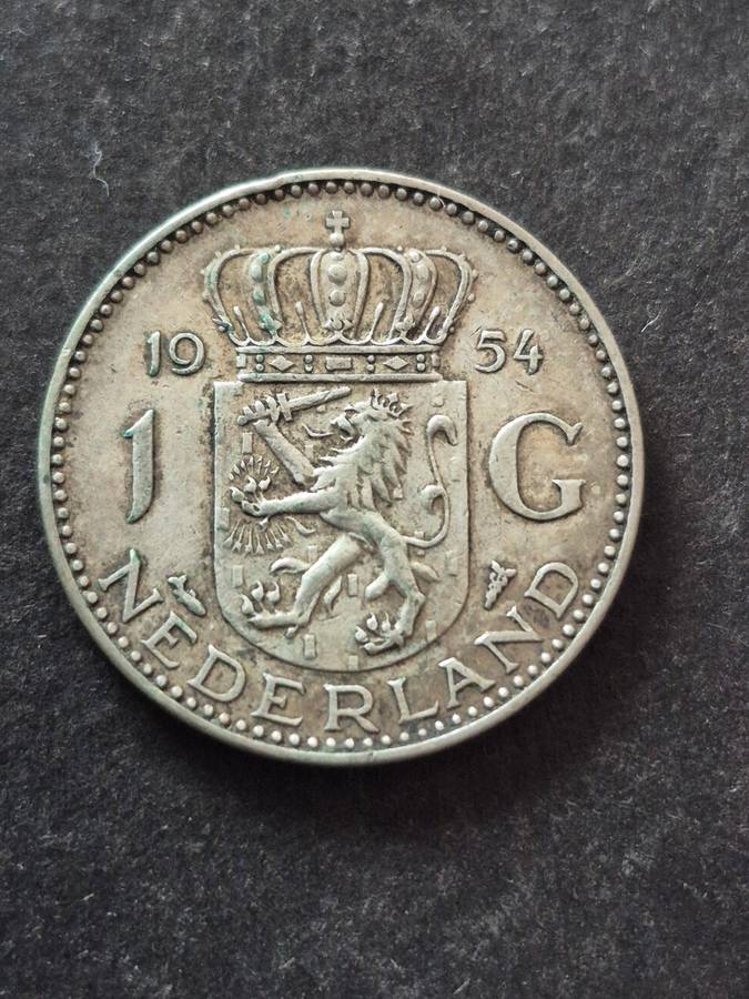 Nederlands One Gulden 1954 Silver