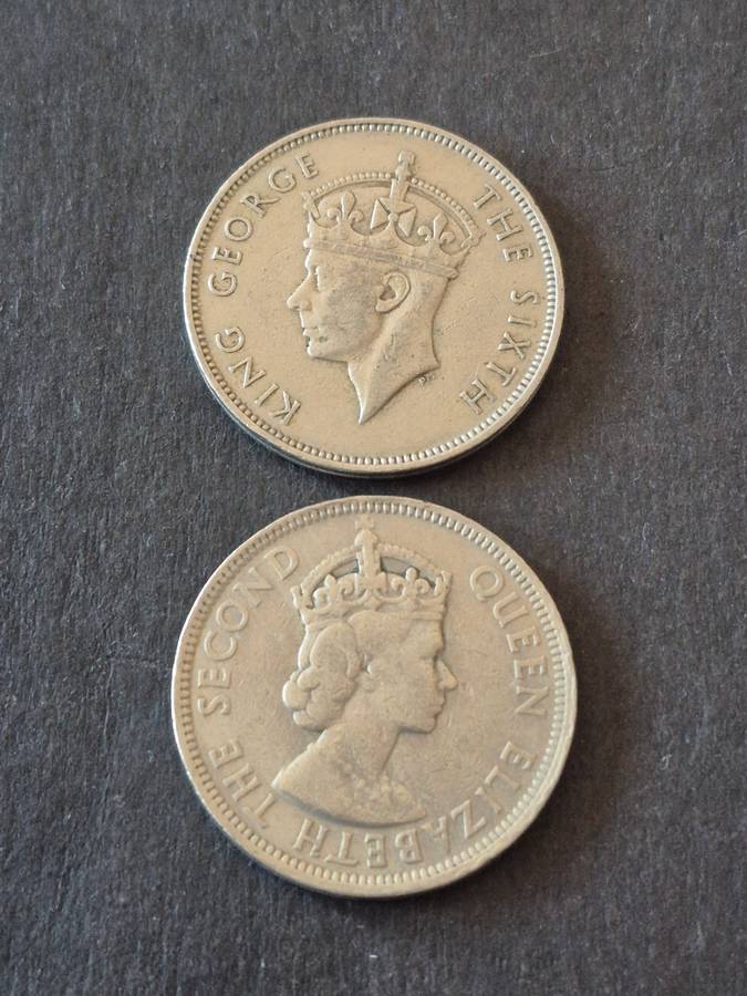 2 x Mauritius One Rupees 1950/1956