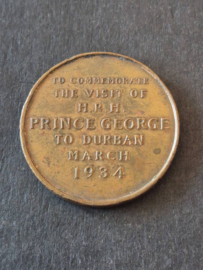 Bronze Medal to Commemorate the visit of H.R.H Prince George to Durban March 1934