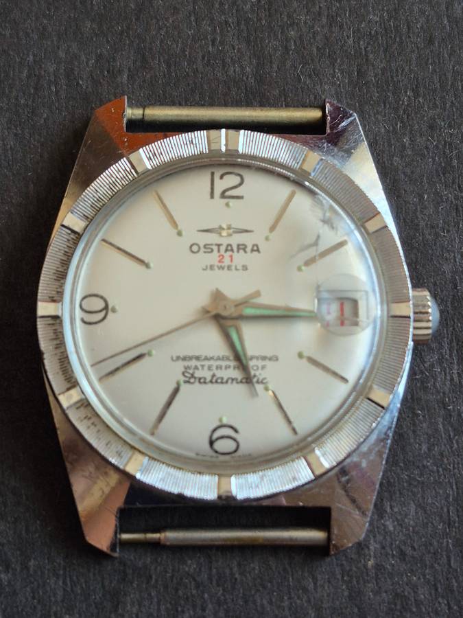 Vintage Ostara 21 Jewels Unbreakable Spring Waterproof Datamatic Mechanical Men's Wrist Watch