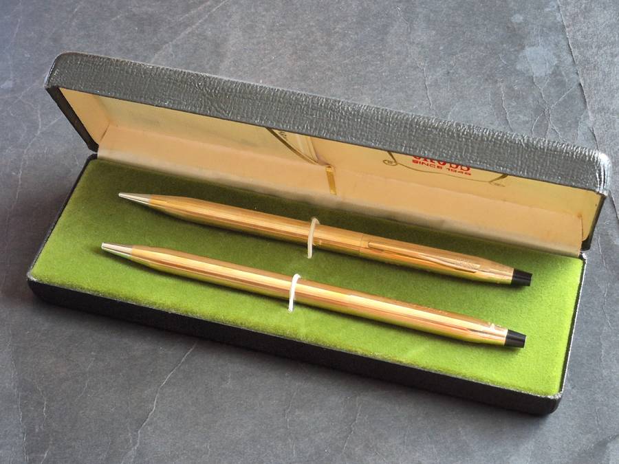 Cross Pen/Pencil Set 1/20 10kts Rolled Gold (engraved)