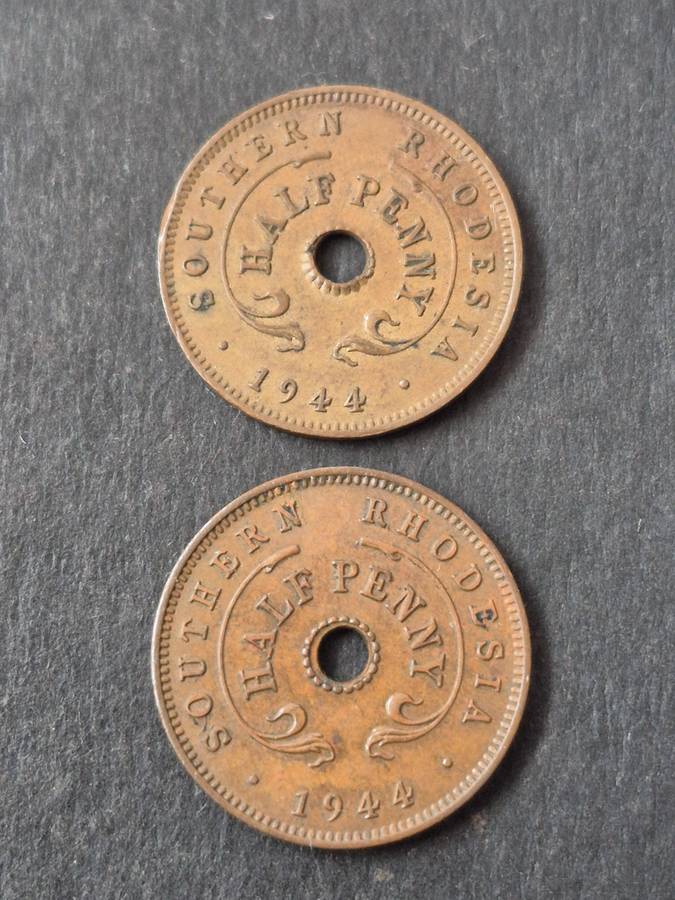 2 x Southern Rhodesia /2 Pennies 1944