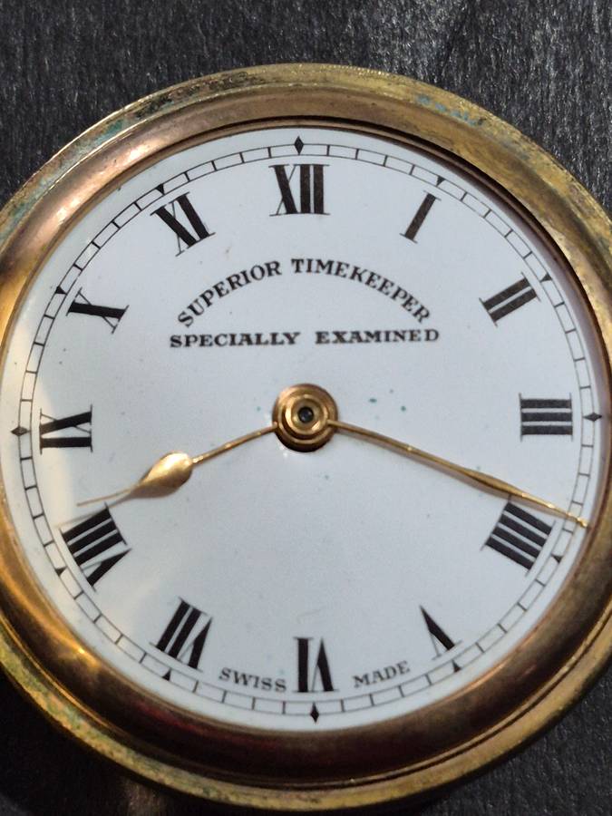 Vintage Gold Plated Superior Time Keeper Swissmade Mechanical Pocket Watch (not working) ideal for s