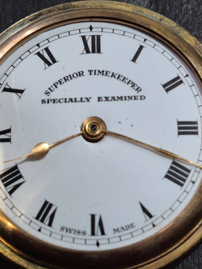 Vintage Gold Plated Superior Time Keeper Swissmade Mechanical Pocket Watch (not working) ideal for s