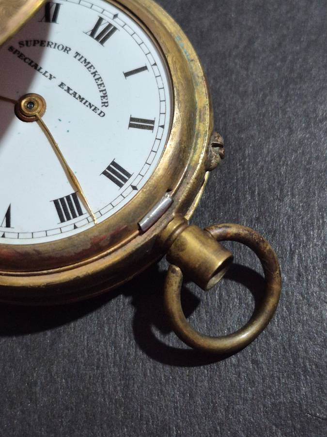 Vintage Gold Plated Superior Time Keeper Swissmade Mechanical Pocket Watch (not working) ideal for s