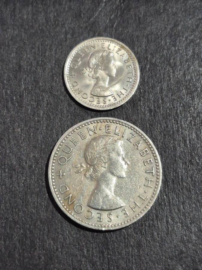 New Zealand Threepence and Shilling 1965