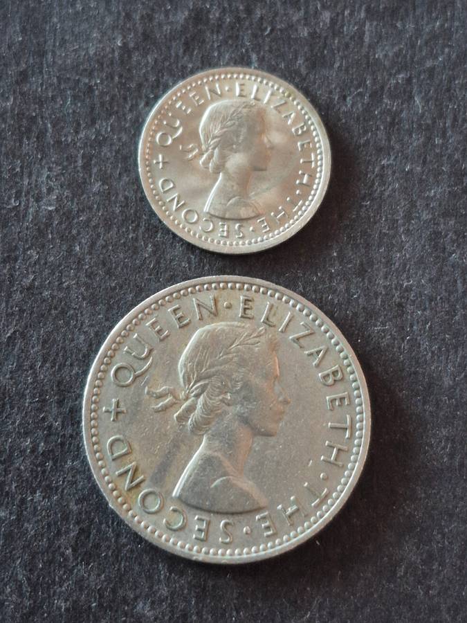New Zealand Threepence and Shilling 1965