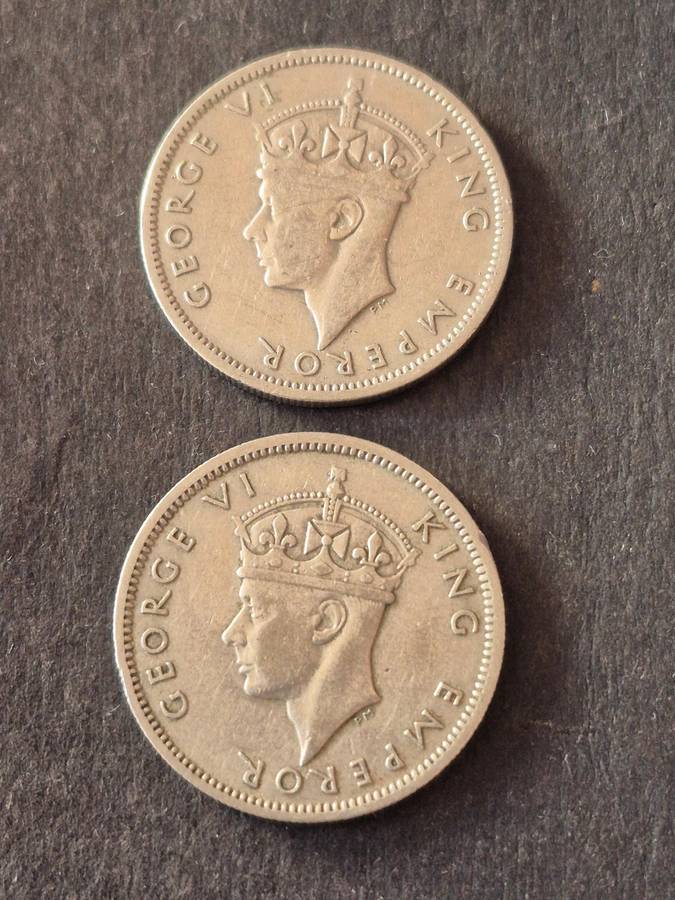 2 x Rhodesia One Shillings 1947