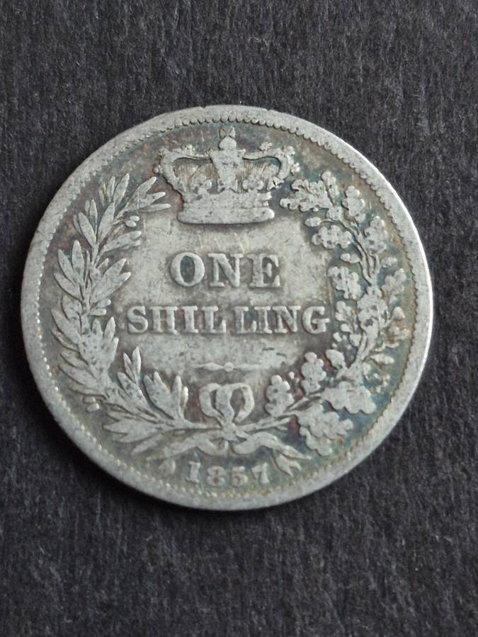 UK Queen Victoria Younghead One Shilling 1857 Silver
