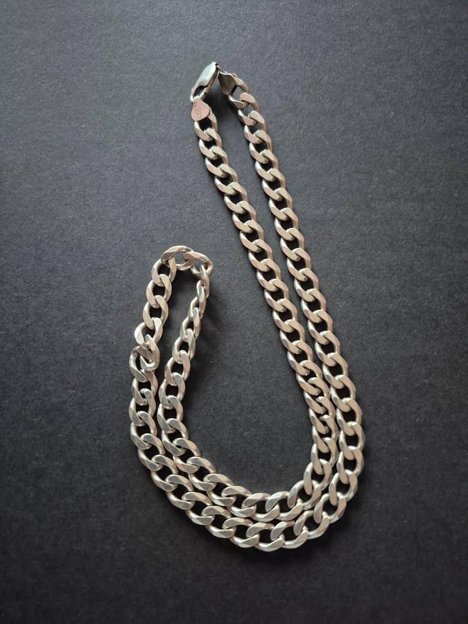 .925 Heavy Silver Curb Links Chain 59.3g 575mm