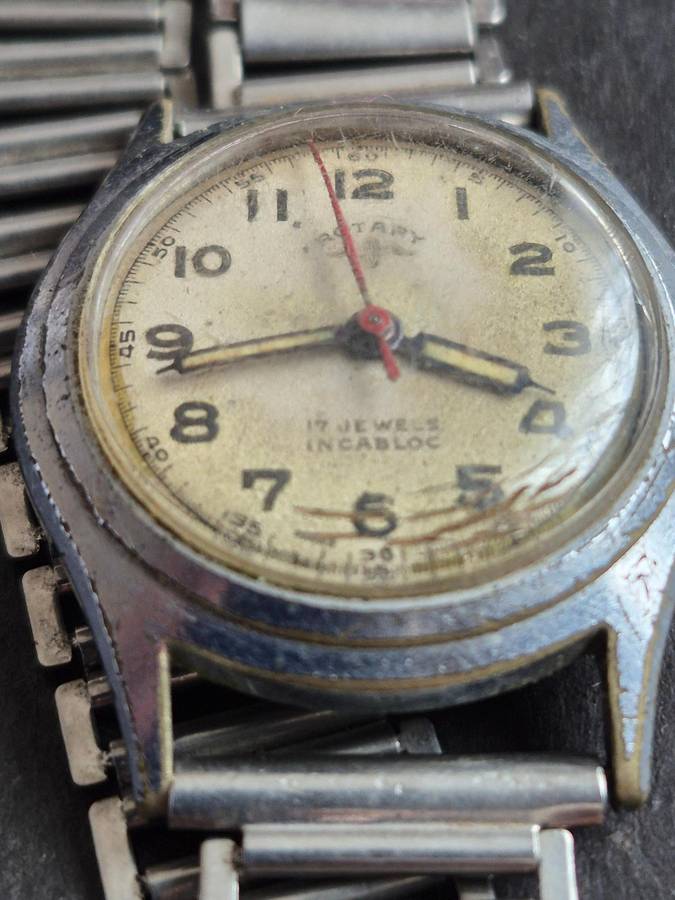 Vintage Rotary 15 Jewels Incablock Mechanical Wrist Watch (untested) balance wheel spins