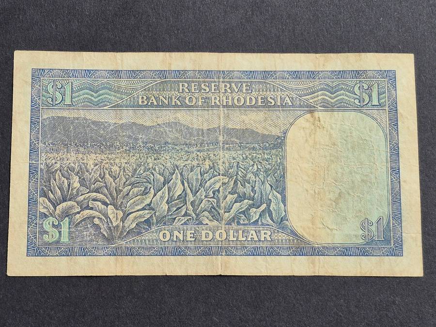 Rhodesia One Dollar Rhodes Watermark 16 April 1978