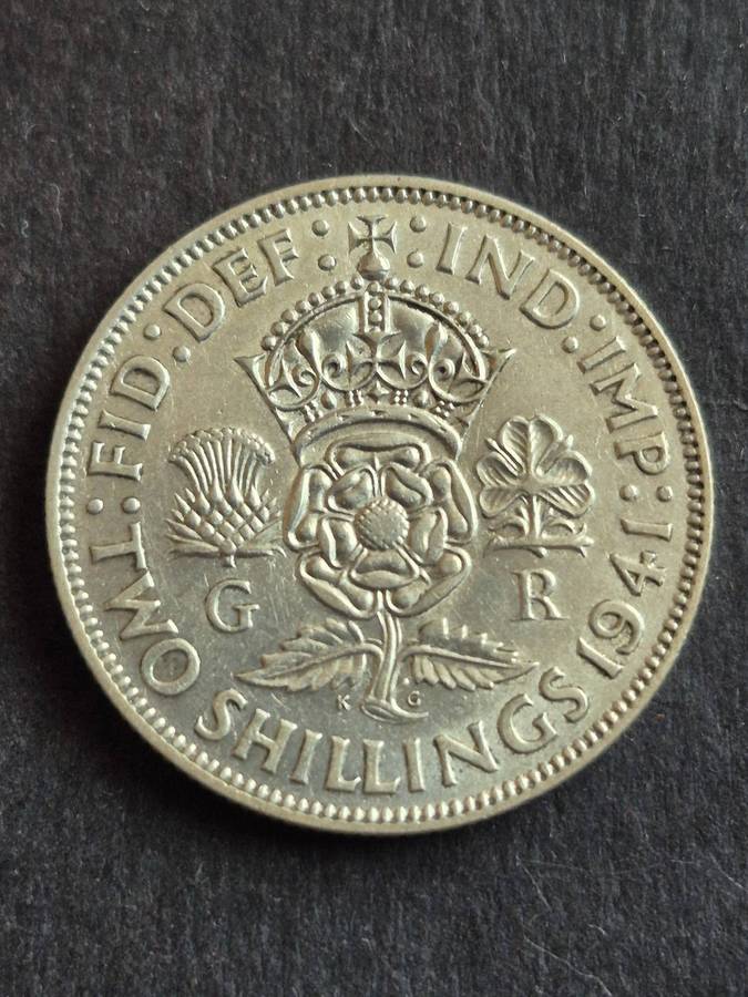 Great Britain 2 Shillings 1941 Silver  - nice condition