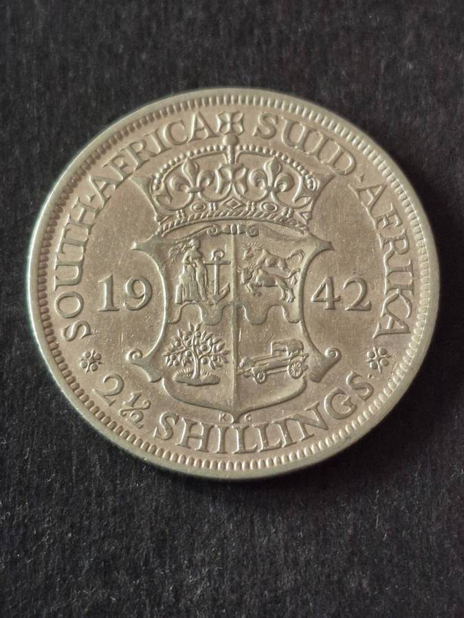 Union 2 1/2 Shillings 1942 Silver
