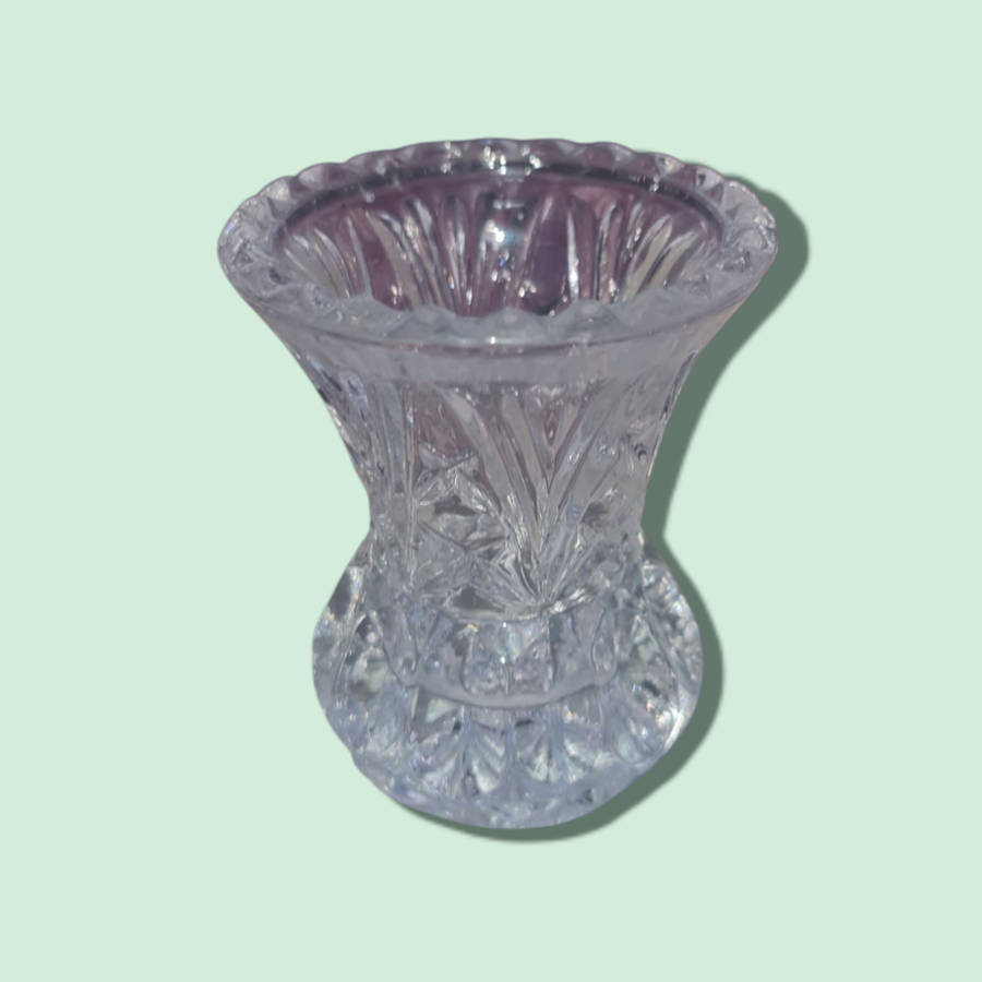 Vintage 1950s Clear Lead Crystal Pineapple Cut Made in Germany Toothpick Holder