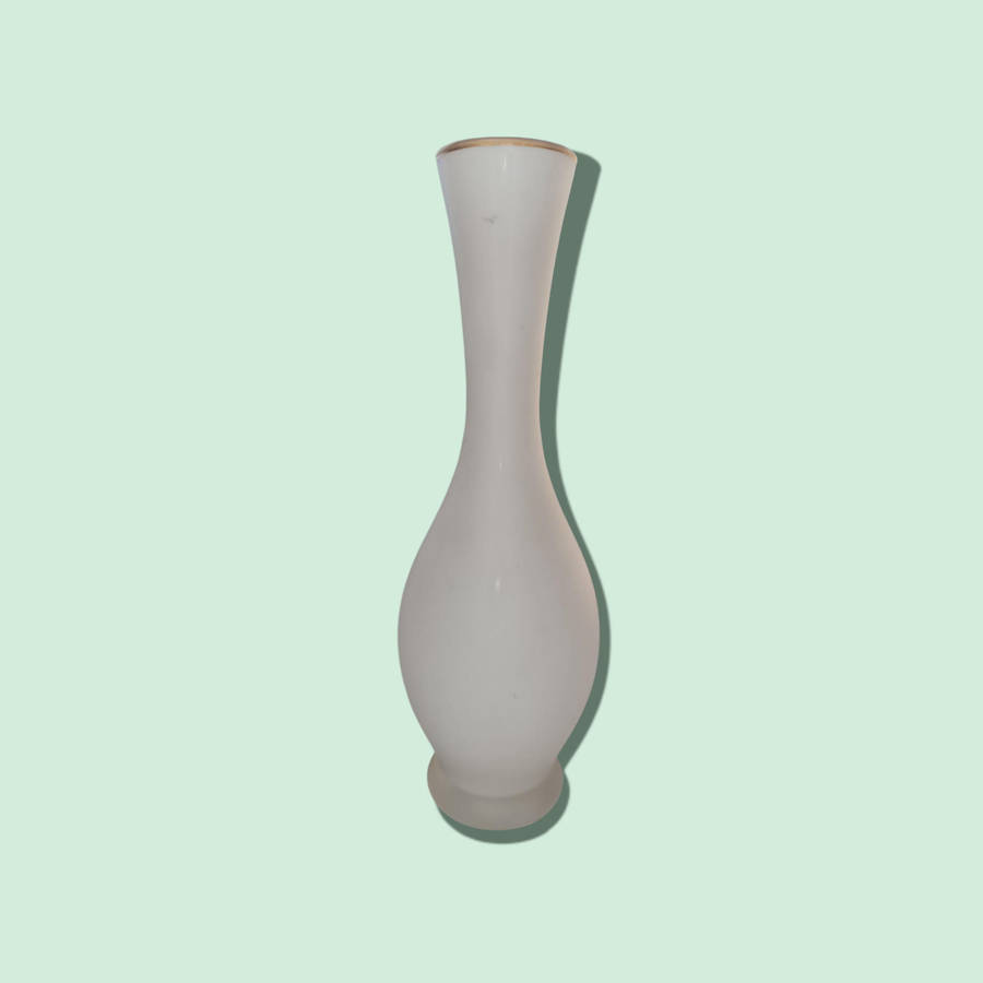 White Frosted Glass Vase, Floral