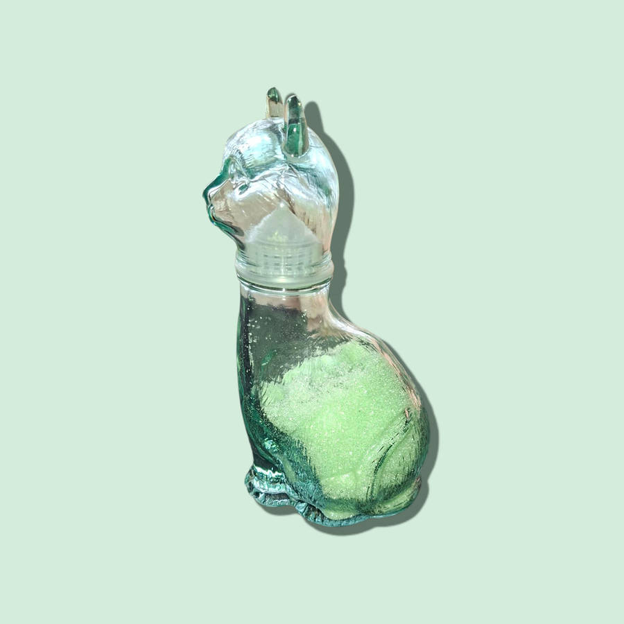 Set of 2 Vintage Retro Clear Glass Cat dog Empoli Genie Decanter Bottle Italian