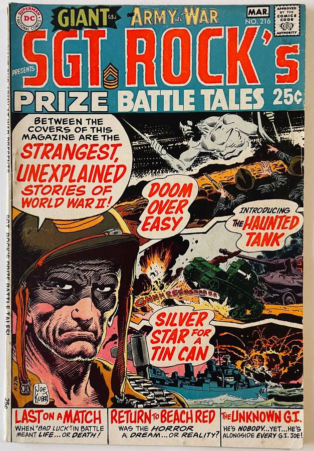DC Comics Giant our army at war Presents SGT Rocks prize battle takes #216 from March 1970