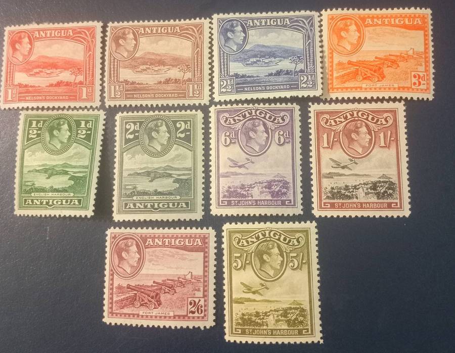 ANTIGUA 1938, VALUABLE PART SET TO 5/- MLH