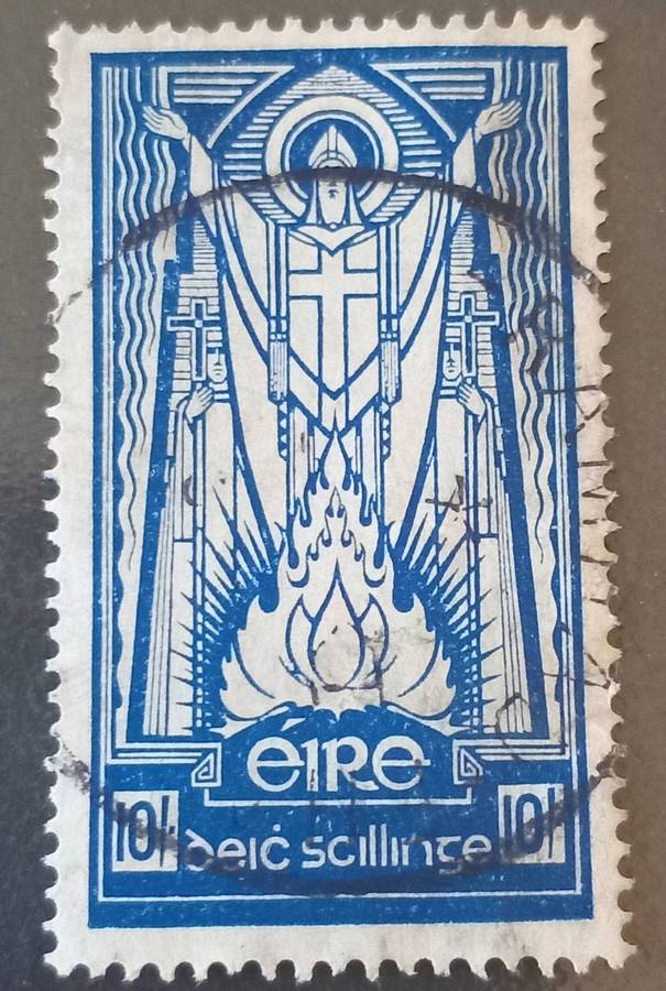 IRELAND  IRISH 10/-,1945 ST PATRICK WWII ERA COMMEMORATIVE VF USED