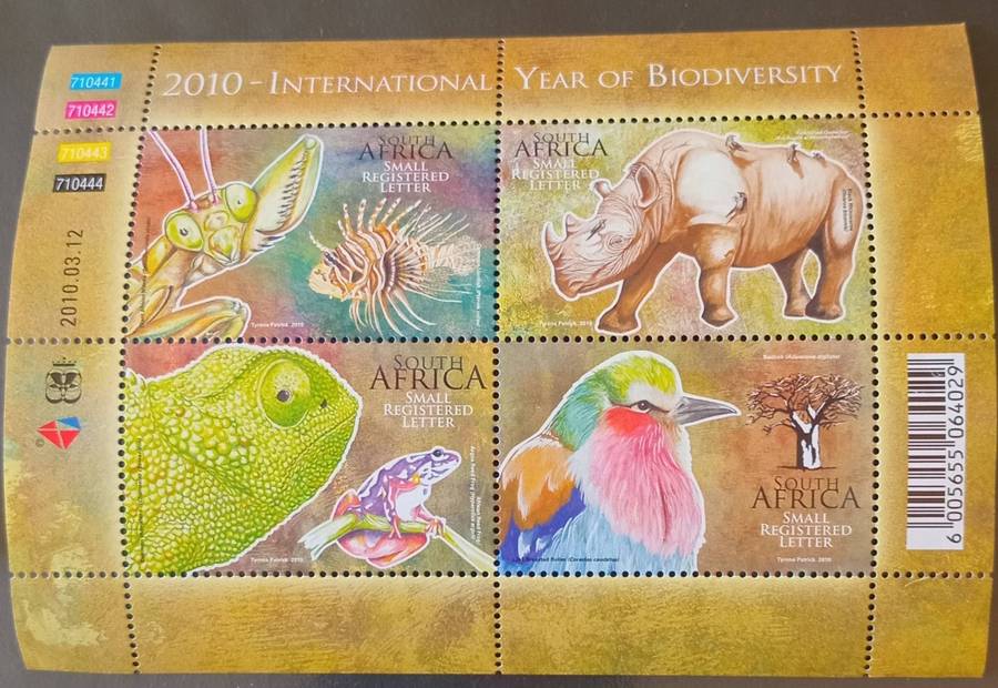 SOUTH AFRICA 2010. International Year of Bio diversity mini sheet MNH CV R500