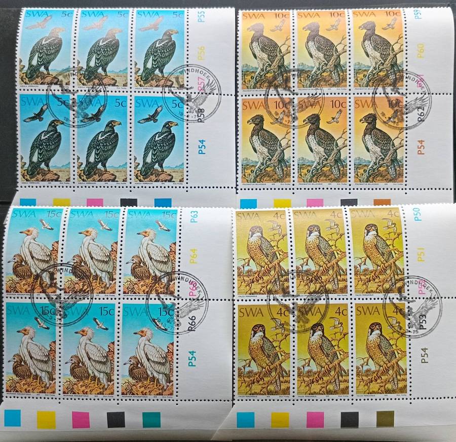 SWA 1975 BIRDS OF PREY CTO CONTROL BLOCKS OF 6 SACC 279-282. CV R2000