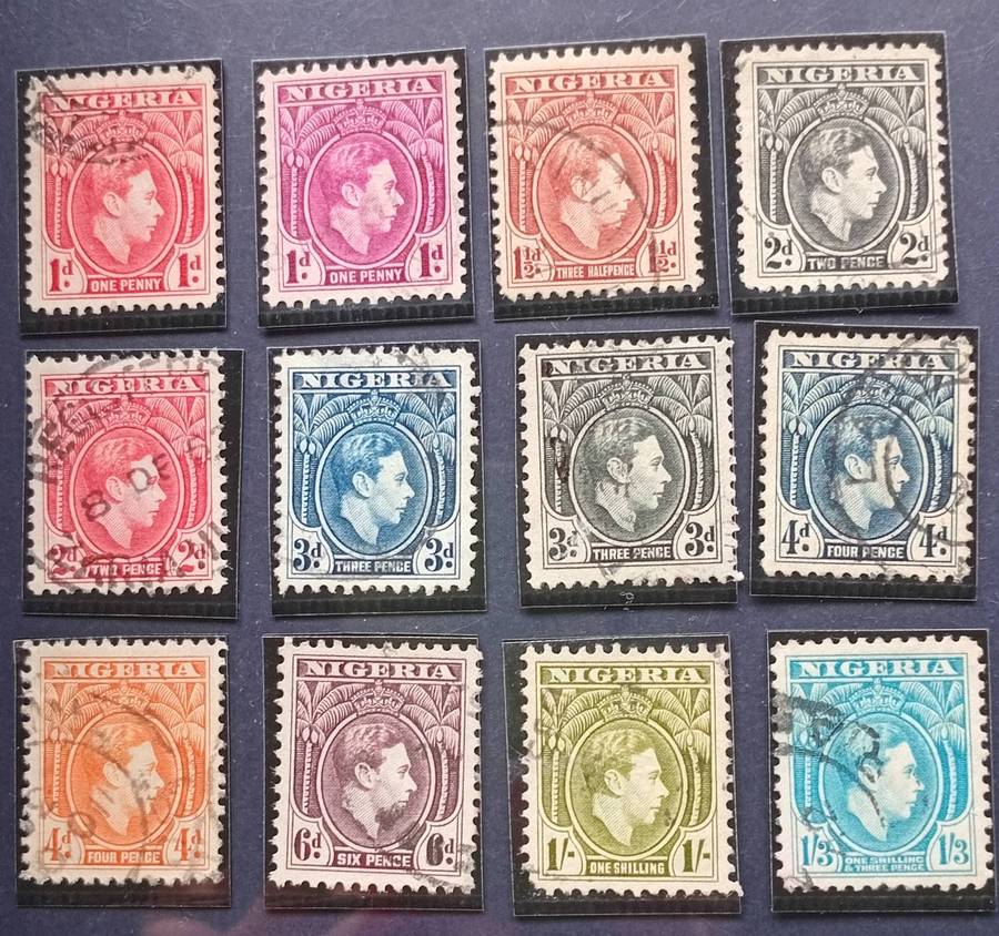 NIGERIA 1938-51 part set of 12 up to 1/3s KGVI Definitives