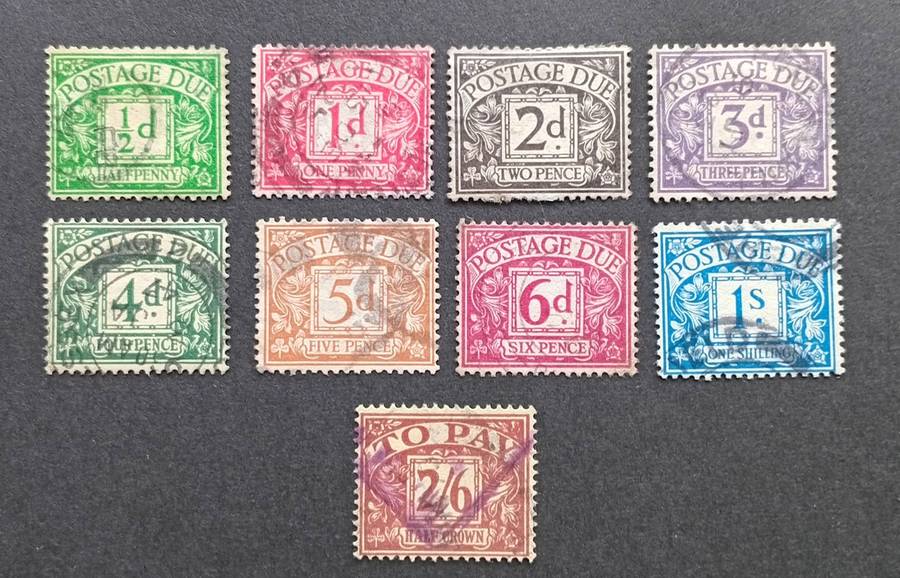 GB 1924-31 George V Postage Due set of 9 stamps. CV R1000+