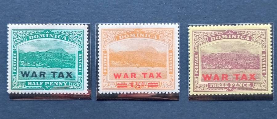 DOMINICA 1916-1919 KGV War Tax opt'd selection MH