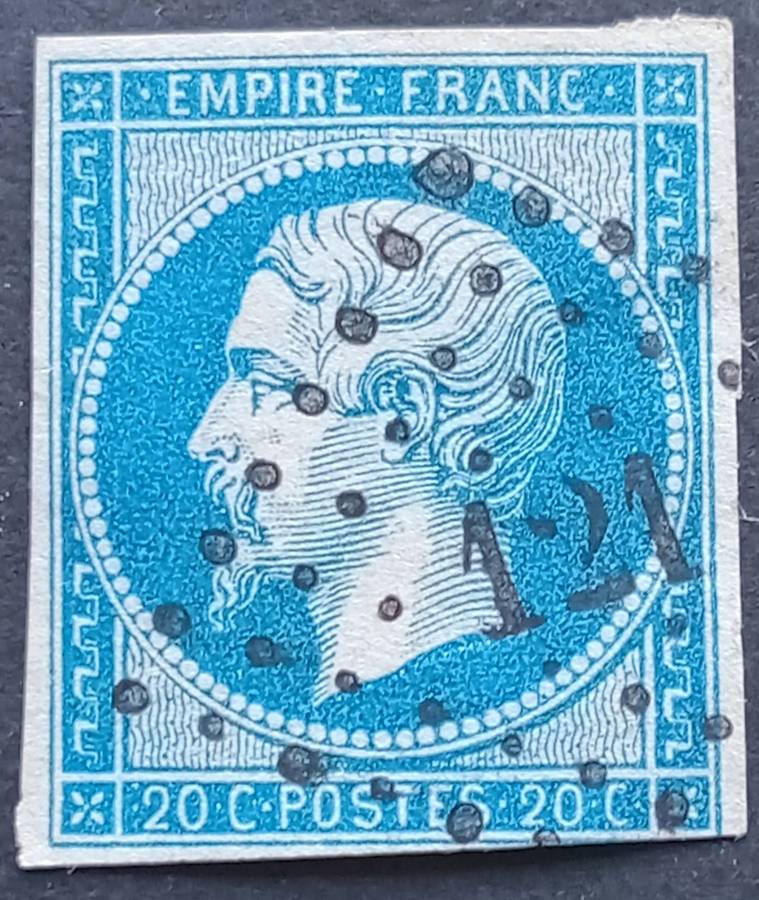 FRANCE #16 NAPOLEON III 20-CENTIME ISSUE OF 1853-60 USED CV$150