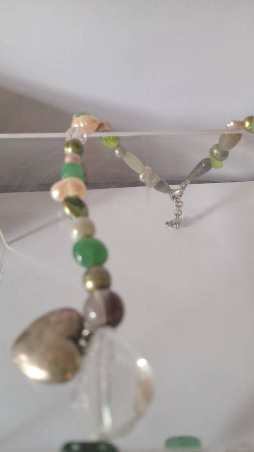 Beautiful Unique Fresh Water Pearl Necklace with Glass Beads in-between plus charms