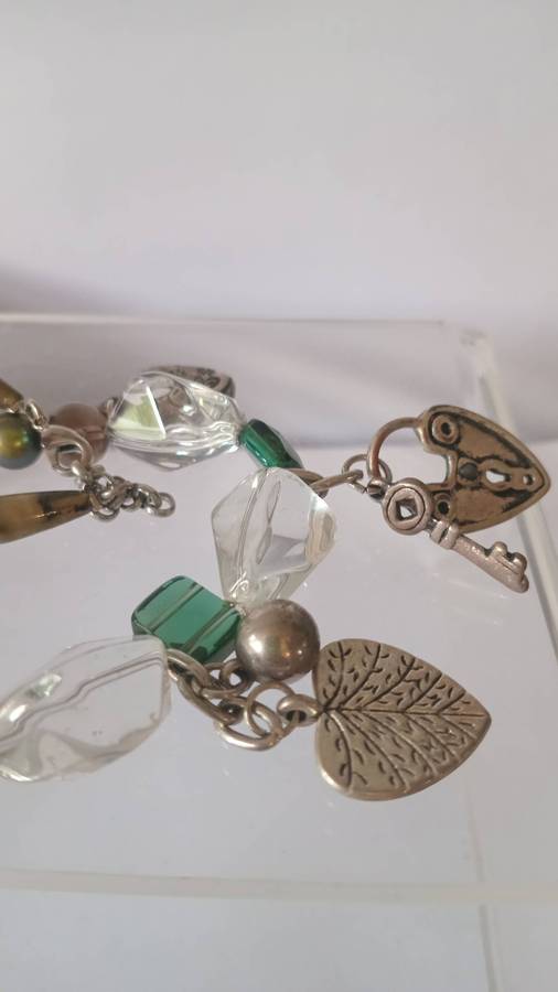 Beautiful Unique Fresh Water Pearl Necklace with Glass Beads in-between plus charms