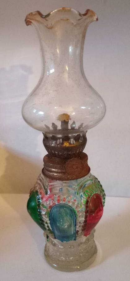 Vintage Oil Lamp 21 cm H, Made in Hong Kong