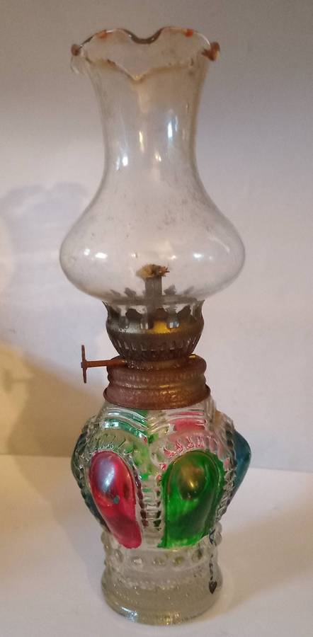 Vintage Oil Lamp 21 cm H, Made in Hong Kong