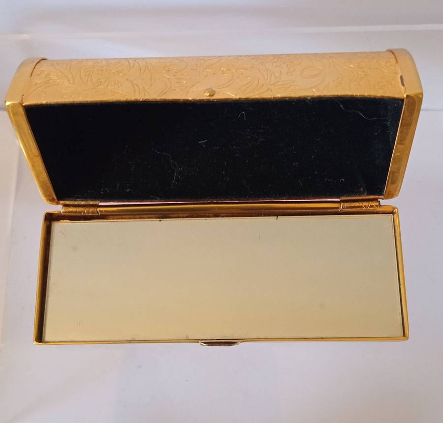 Stylish Vintage Gold Toned Engraved Lipstick holder with Mirror