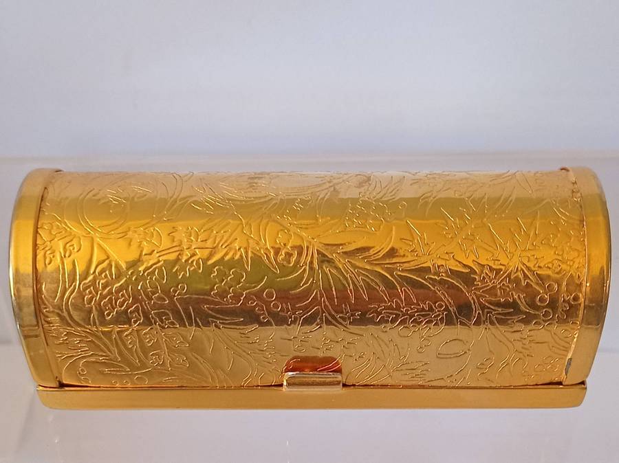 Stylish Vintage Gold Toned Engraved Lipstick holder with Mirror