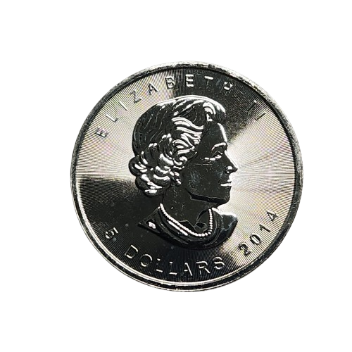 Canadian MAPLE - 5(FIVE) DOLLARS - 2014 - 1 oz .999 fine silver - Inside Capsule