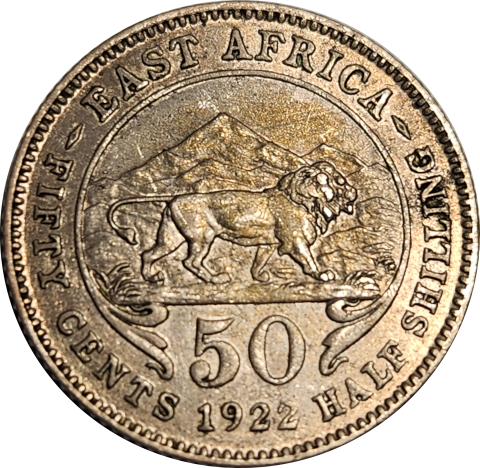 50 (FIFTY) Cents /  HALF SHILLING - 1921 - EAST AFRICA