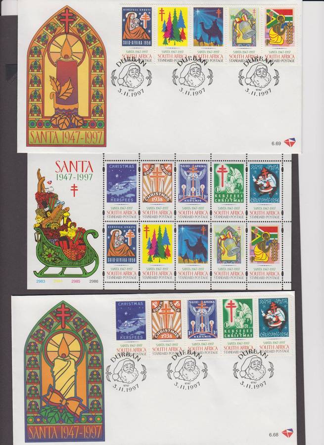 RSA - 1997 - SANTA Christmas - FDC 6.68 & 6.69 + Full Seet MNH (SACC 1080)