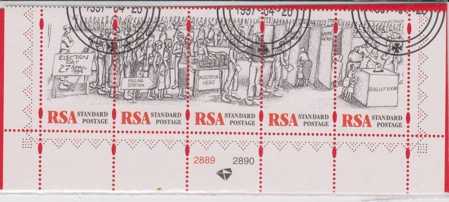 RSA - 1997 - Freedom Day - CTO strip (SACC 1014-1018)