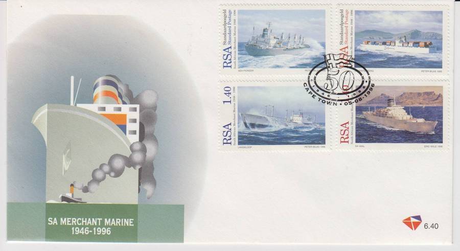 RSA - 1996 - SA Merchant Marine - FDC 6.40 2x Full Sheets MNH (SACC 967-970)