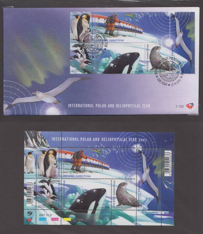 RSA - 2007 - Polar and Heliophysical Year- FDC 7.122 + MNH  Sheetlet  - SACC 1842