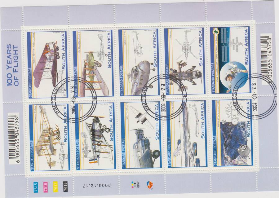 RSA - 100 Years of flight - CTO with Pretoria cancel- SACC 1602