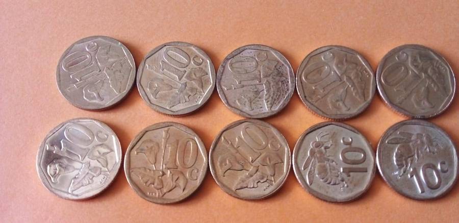 SOUTH AFRICA TEN CENT COIN SET.UNC